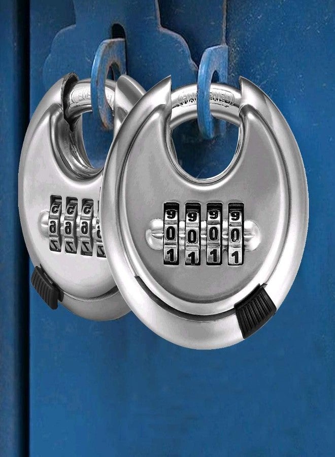 GLIVE (LABEL) Heavy Duty Combination Padlock, Large Outdoor Combination Lock 4 Digit Locker Lock Outdoor Waterproof (Steel, Silver) - Image 2